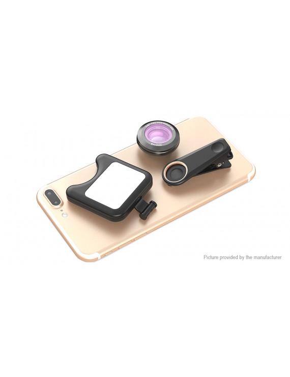 Apexel Clip-on Selfie LED Fill Light w/ Wide Angle Macro Lens